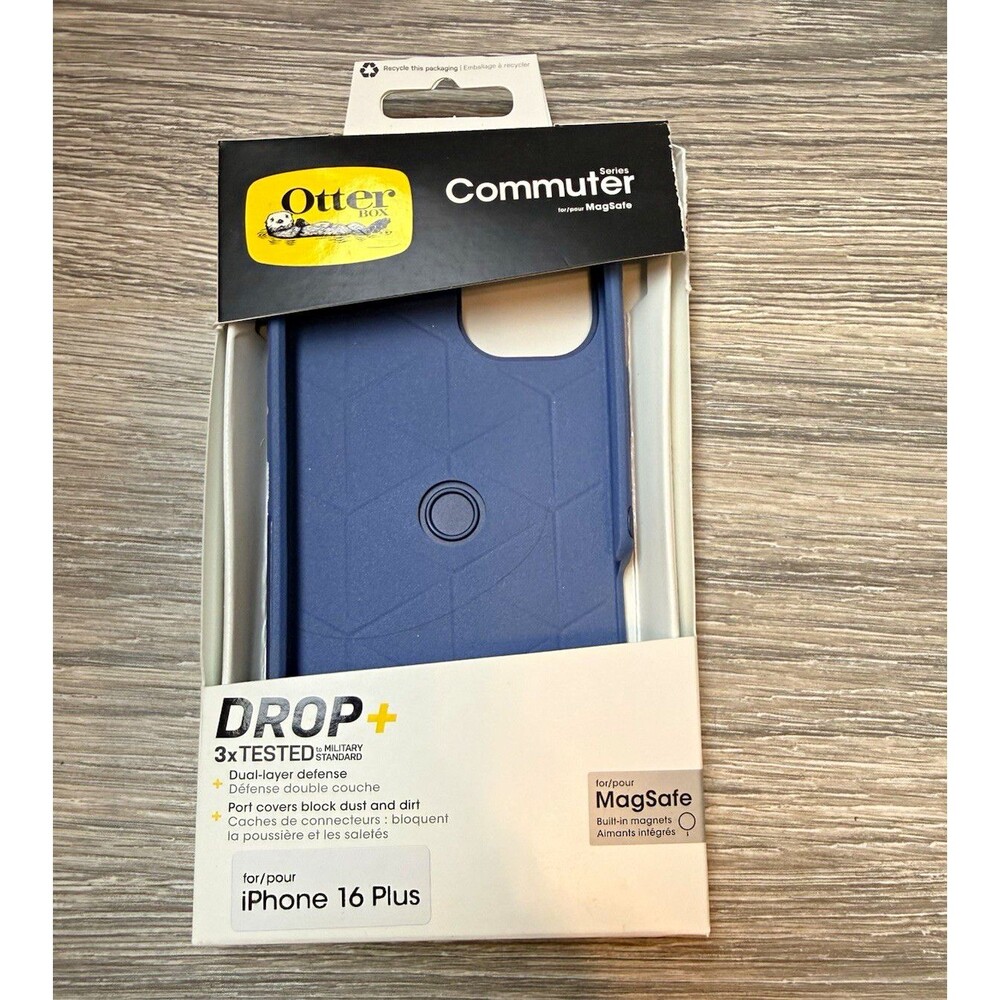 OtterBox Commuter MagSafe Case iPhone 16 Plus Blue 3X Drop Protection Open Box